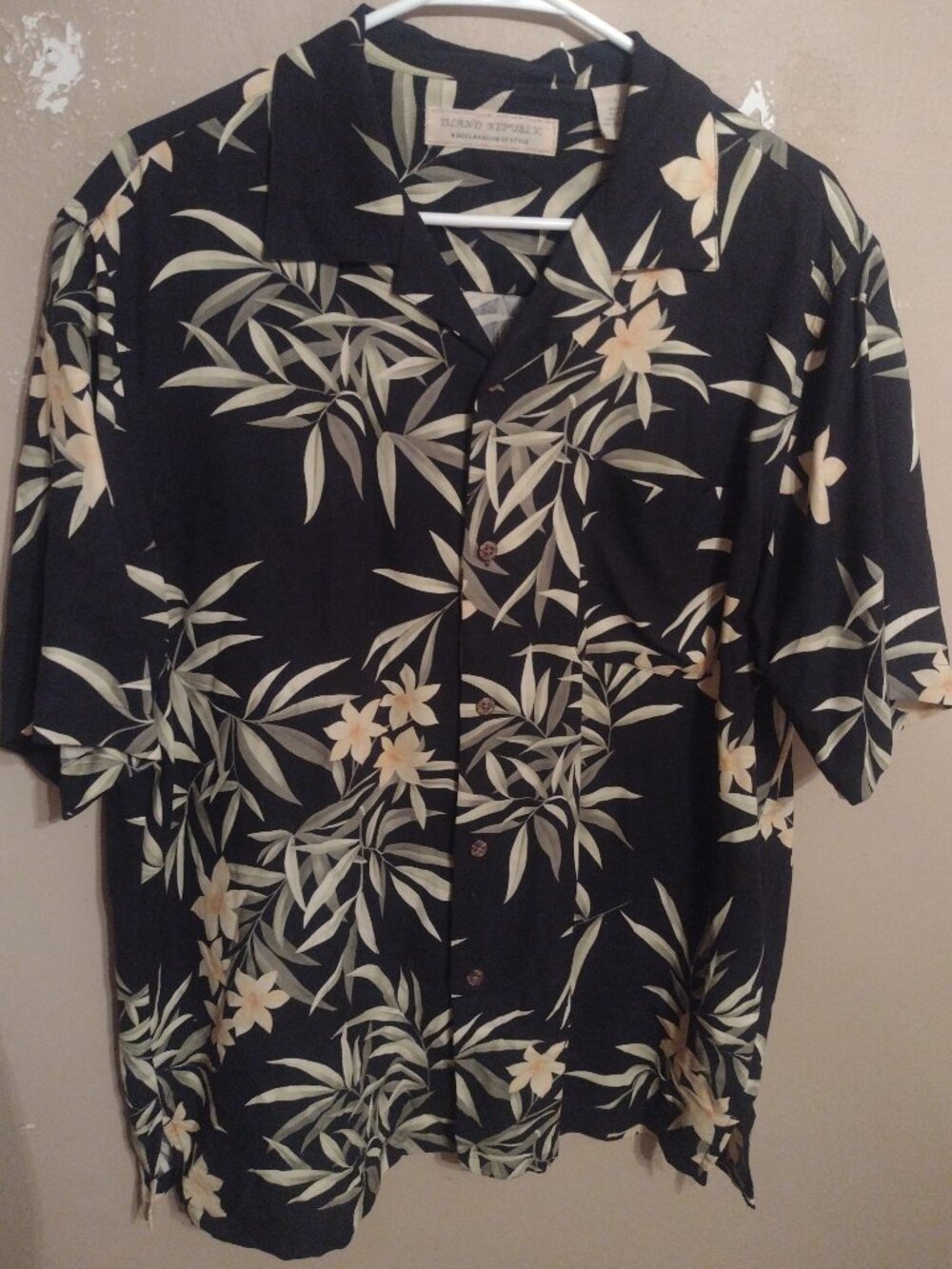 Island Republic Large L Silk Tommy Bahama Hawaiian Men's Button Down Shirt Top